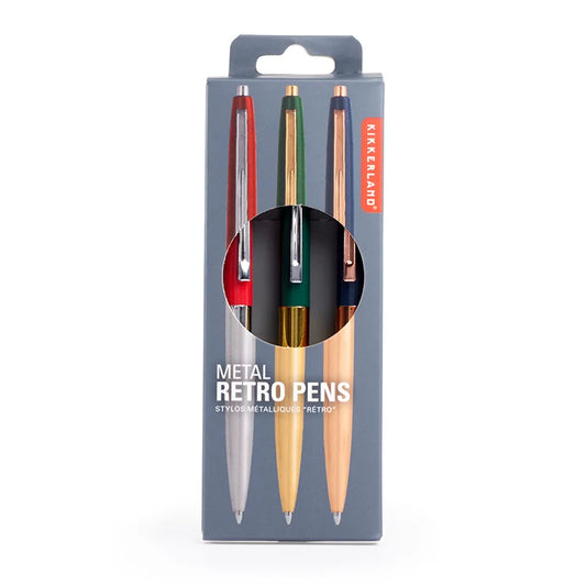 BOLÍGRAFOS METALICOS RETRO SET X3
