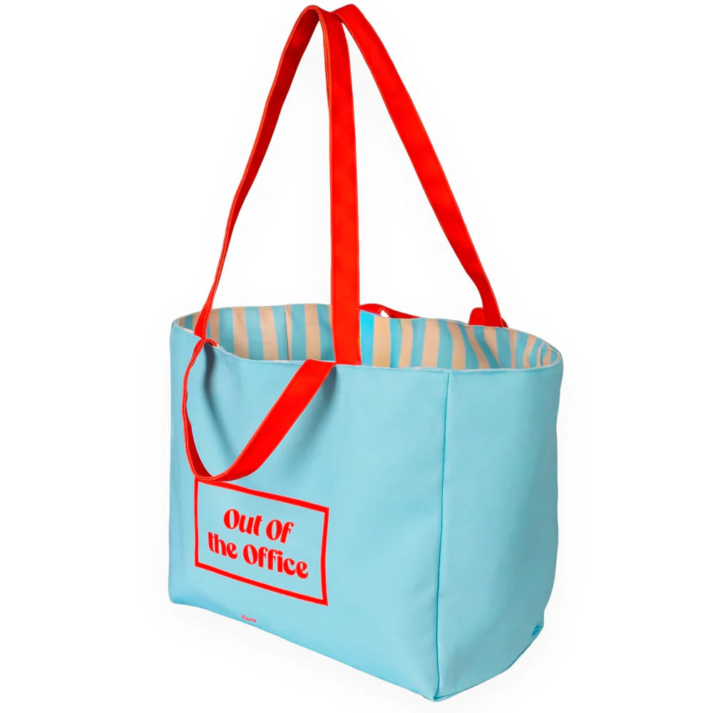 BOLSA DE PLAYA REVERSIBLE "OUT OF THE OFFICE"