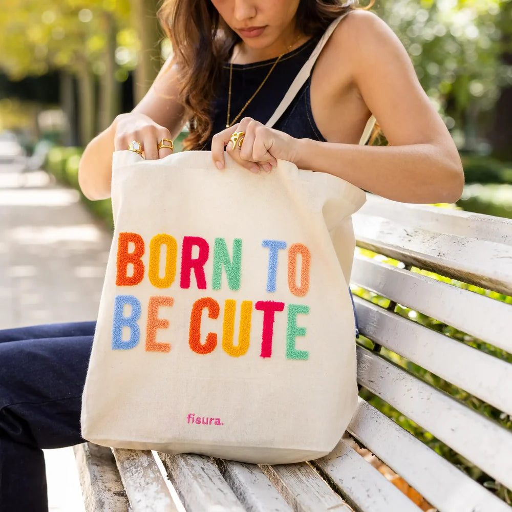 BOLSA TOTE BAG BORREGUILLO "BORN TO BE CUTE"