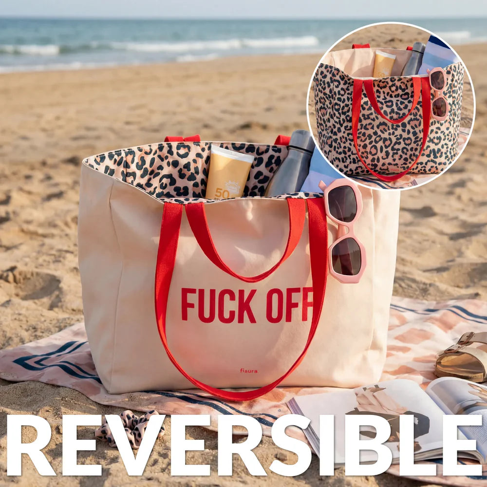 BOLSA DE PLAYA REVERSIBLE "FUCK OFF"