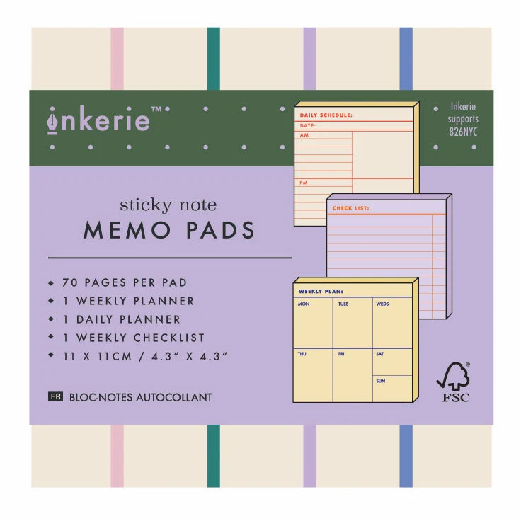 Inkerie Set de 3 blocks de notas adhesivas